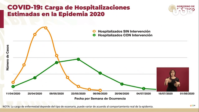 Proyección estimada de las hospitalizaciones causadas por el COVID-19. (Foto: Captura)