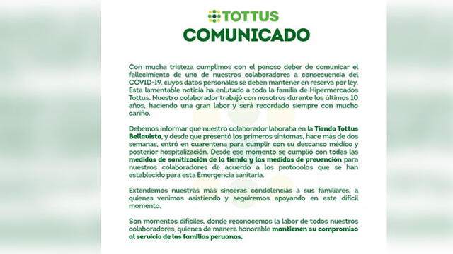 Comunicado de Tottus