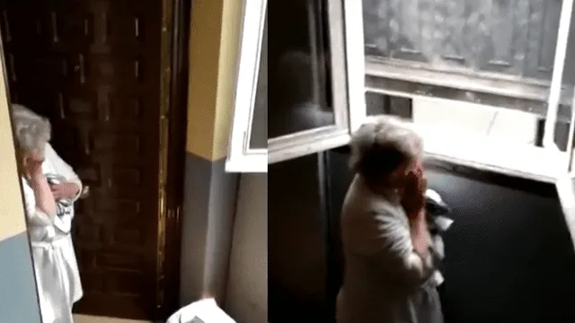 Vecinos sorprenden a anciana por su cumpleaños y le cantan desde los balcones en plena cuarentena