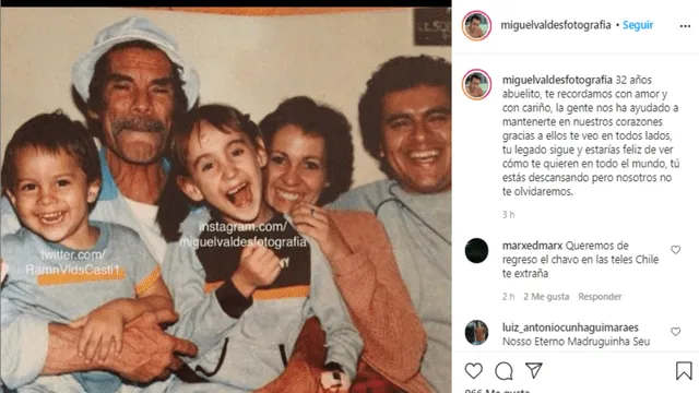 Nieto de Ramón le dedica emotivo mensaje por aniversario de su muerte. Foto: Instagram