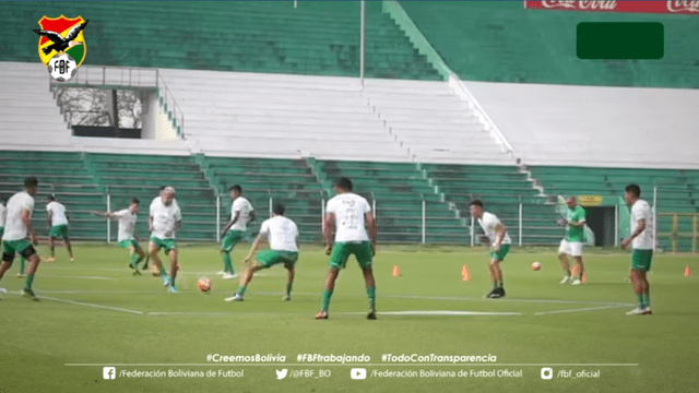 Entrenamiento de la 'Verde'. Foto: Facebook Federación Boliviana de Fútbol.