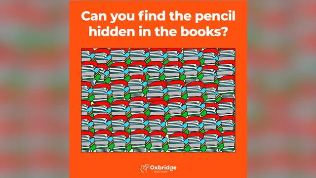 Desliza las imágenes para ver el lugar exacto en el que se encuentra este lápiz oculto entre libros. Facebook.