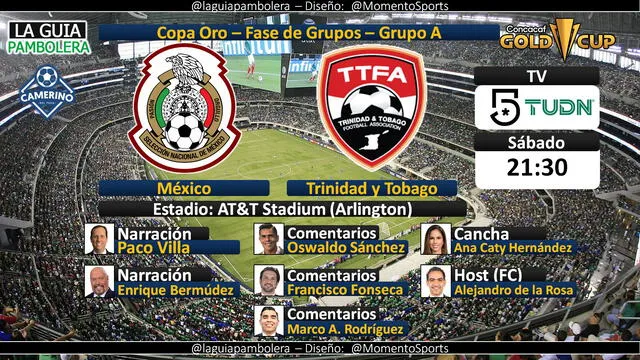México vs Trinidad y Tobago por TUDN. Foto: La Guía Pambolera/Twitter