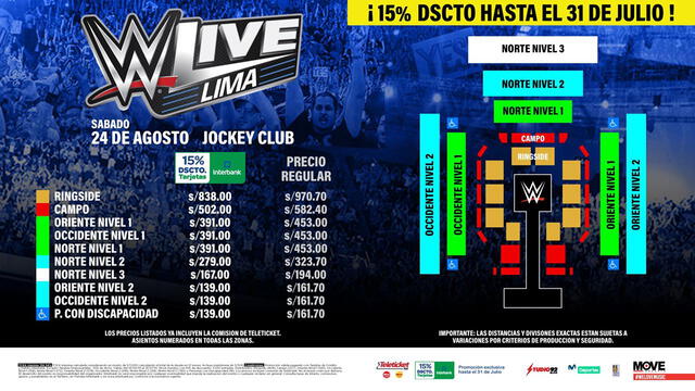 WWE Live Lima 2019: precios