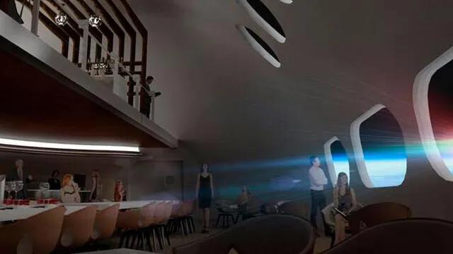 El futuro restaurante del hotel Von Braun. Imagen: Fundación Gateway. El futuro restaurante del hotel Von Braun. Imagen: Fundación Gateway.