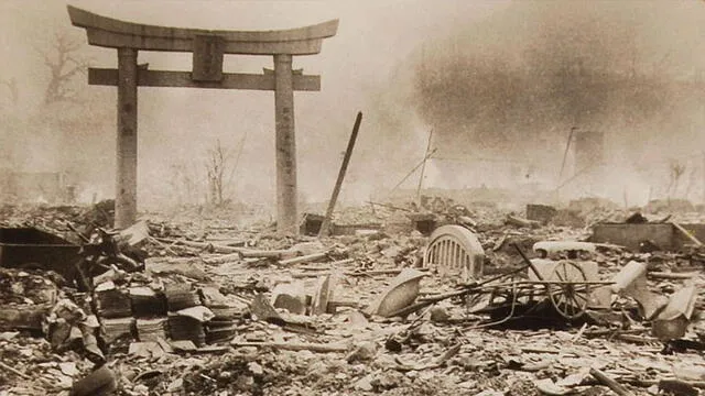 Imágenes de un día después de la explosión de la bomba atómica en Nagasaki. Foto: difusión