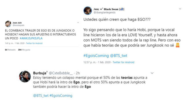 Algunas fans creen que el video EGO será protagonizado por J-Hope o Jungkook.