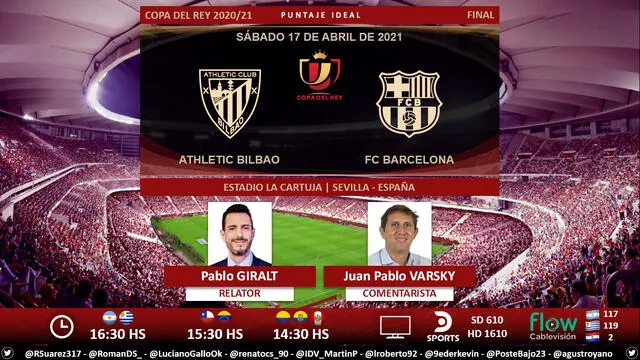 Barcelona vs Athletic Club vía DirecTV Sports. Foto: Puntaje Ideal/Twitter