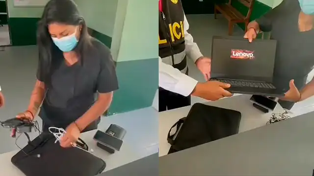Ciudadana recuperó laptop y objetos que fueron encontrados por abogado. Foto: composición LR/captura video radio RCC Tacna
