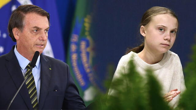 Jair Bolsonaro, presidente de Brasil, y Greta Thumberg.