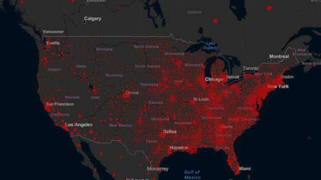Mapa de coronavirus de Estados Unidos. Foto: As.