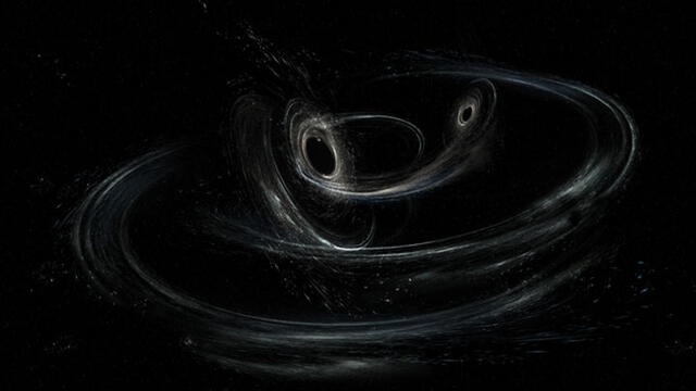 Los expertos atribuyen el evento a la fusión de dos agujeros negros extraños. Imagen: LIGO.