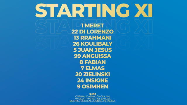 Alineación confirmada. Foto: Nápoli Alineación confirmada. Foto: Nápoli