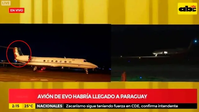 El avión que trasladaba a Evo Morales está pintado con la bandera de México.