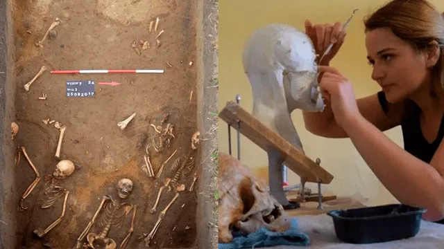 Los esqueletos encontrados en un buen estado de conservación/La recreación requiere conocimientos de anatomía, antropología y osteología. Foto: Clarín