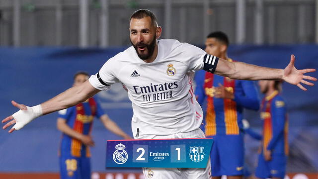 Karim Benzema anotó un golazo de taco en el clásico español. Foto: twitter @realmadrid
