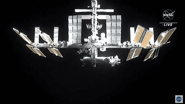 La ISS vista durante las operaciones de desacople. Foto: Nasa
