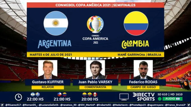 Argentina vs Colombia por DirecTV Sports. Foto: Puntaje Ideal