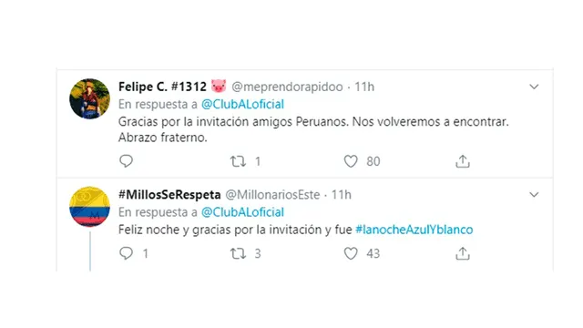 Alianza Lima: hinchas de Millonarios FC agradecen la invitación a la Noche Blanquiazul