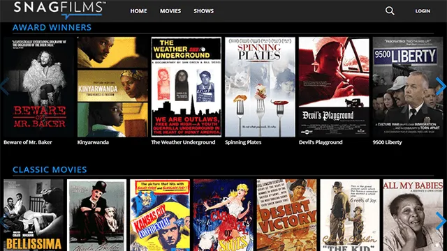 Snagfilms: plataforma digital de películas y series.