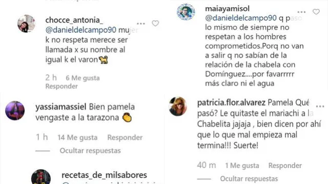 Comentarios de usuarios en publicación de Pamela Franco