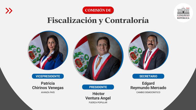 Integrantes de la Comisión de Fiscalización y Contraloría. Foto: Twitter/Congresoperu