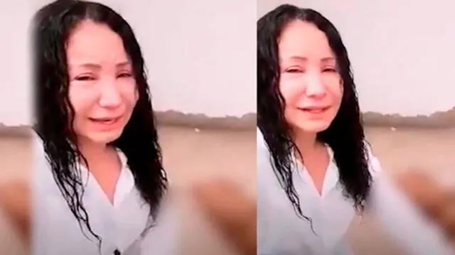 Janet Barboza llora por la muerte de su mascota.