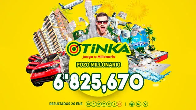Pozo millonario de La Tinka, domingo 26 de enero de 2020