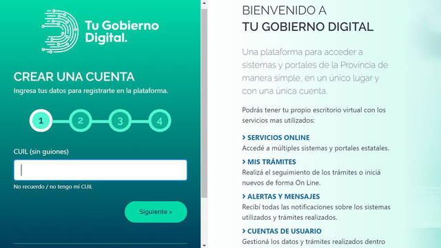 Interfaz de la plataforma web de 'Tu Gobierno Digital'. (Foto: Gobierno de Chaco)