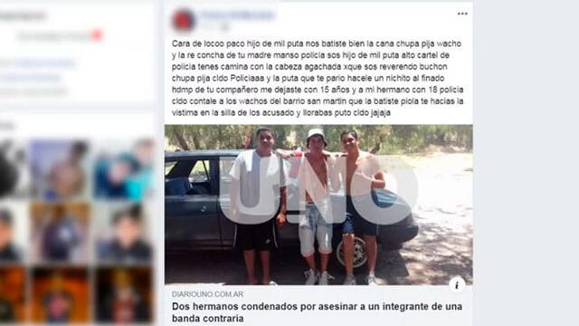 Comentario de burla en Facebook or parte de uno de los agresores provocó indignación entre los usuarios en Argentina. Foto: Diario Uno.