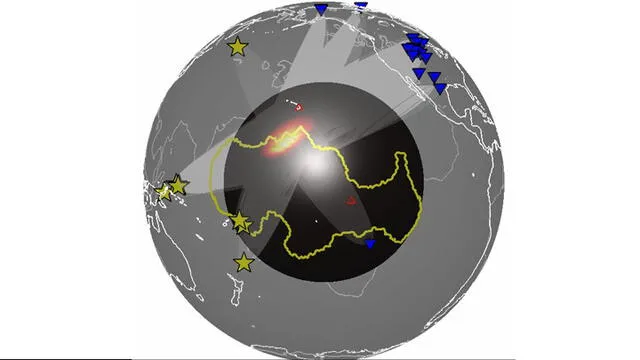 Los científicos identificaron las anomalías bajo el Océano Pacífico. Fuente: Universidad de Maryland.