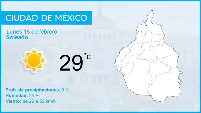 El clima en México hoy lunes 18 de febrero de 2019, según el pronóstico del tiempo