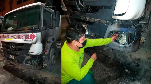 Cortocircuito fue en un faro delantero del camión cisterna