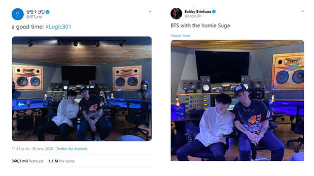 Suga de BTS y Logic. Twitter