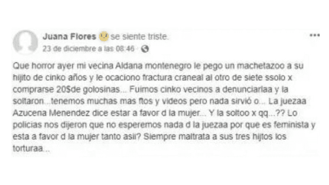 Publicación de Facebook.