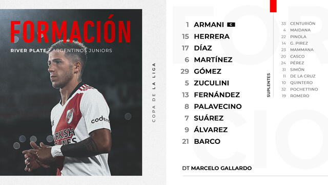 Equipo titular del Millonario. Foto: River Plate