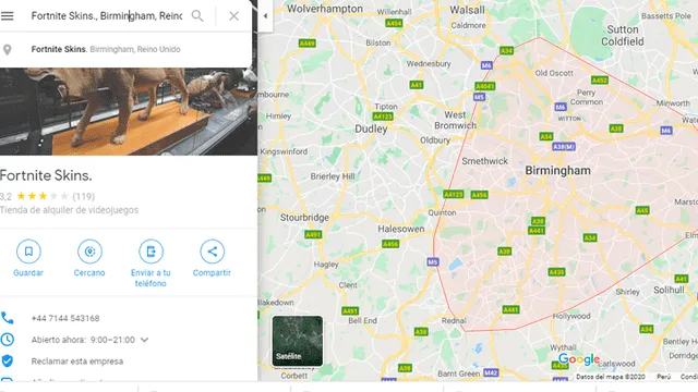 Desliza las imágenes para conocer el increíble resultado que arroja Google Maps al buscar el mapa de Fortnite. Foto: Captura/Google