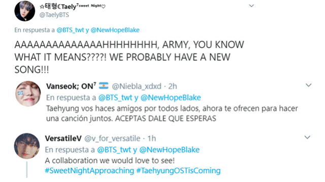 Reacción de ARMY a Taehyung y Blake Richardson en Twitter