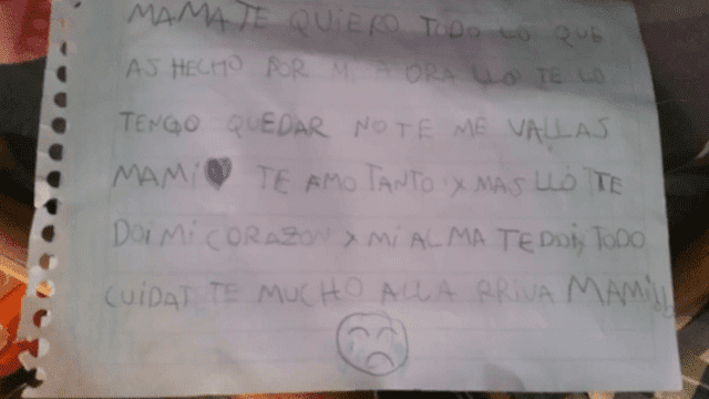 “No te vayas, mami”: La conmovedora carta de una niña de 8 años a su madre enferma