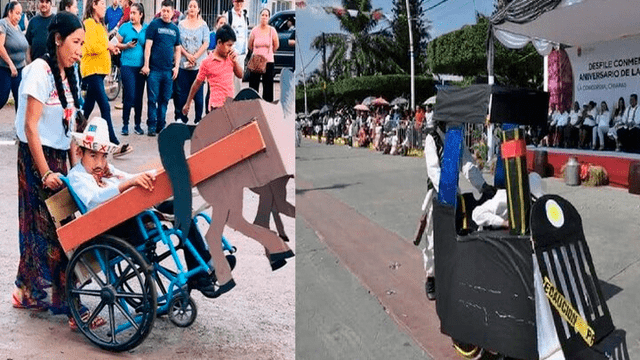 Profesores convierten silla de ruedas de niño en carruaje para que participe en desfile