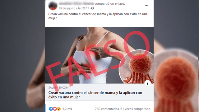 Es falso que se haya creado una vacuna contra el cáncer de mama