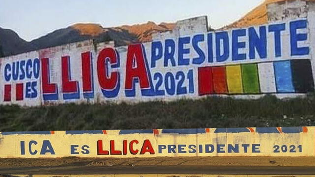 Pintas proselitistas anuncian al gobernador regional de Arequipa, Elmer Cáceres Llica, como candidato a la presidencia de la República para el 2021.