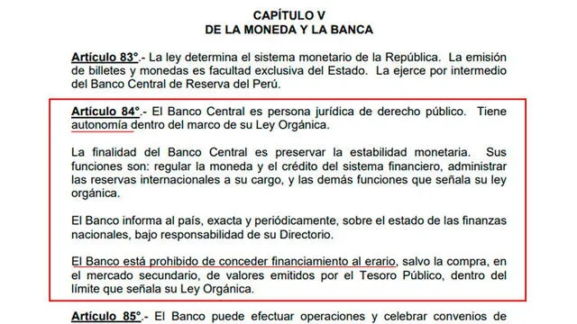 El BCRP está expresamente prohibido de financiar las rentas del Estado.