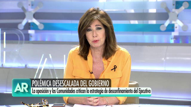 Ana Rosa Quintana comentando sobre el plan desescalada del Gobierno de España. Foto: Difusión.