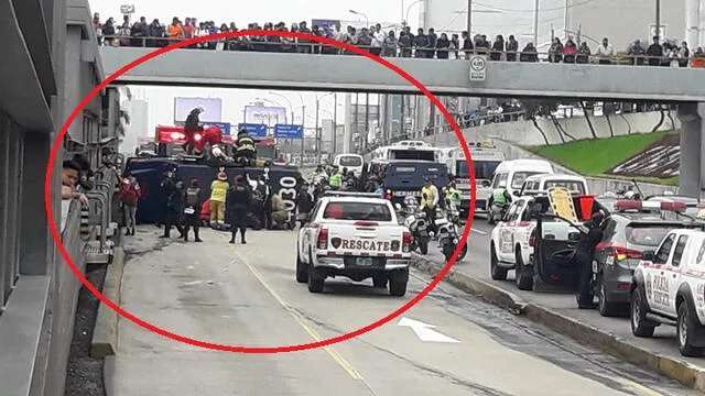 La Victoria: camión de caudales se despistó en la Vía Expresa [VIDEO] 