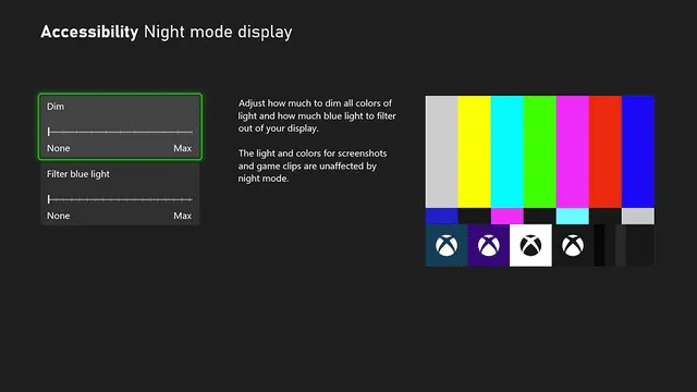 Personalización del modo nocturno. Foto: Xbox