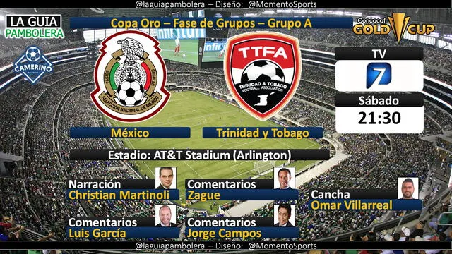 México vs Trinidad y Tobago por Azteca 7. Foto: La Guía Pambolera/Twitter