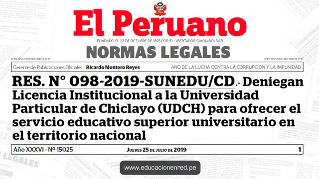 Sunedu niega licenciamiento a la UDCH.