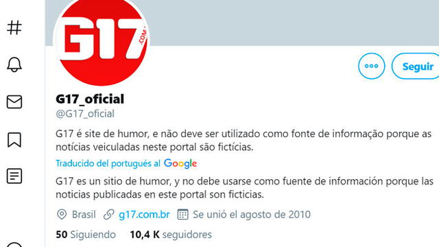 G17 es una conocida página en Brasil de contenido ficticio.