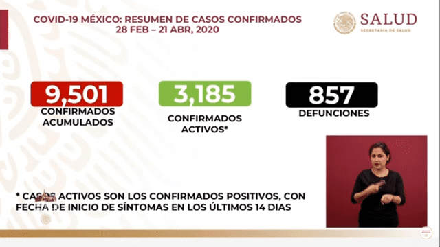 Número de casos confirmados de coronavirus en México. (Foto: Captura)